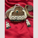 FS Collection Gold Plated Polki Kundan And Beads Choker Necklace Set