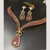FS Collection Traditional Gold Plated Pota and Austrian Stones Necklace Set