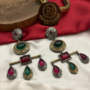 FS Collection 2 Tone Plated Pota Stone Dangler Earrings