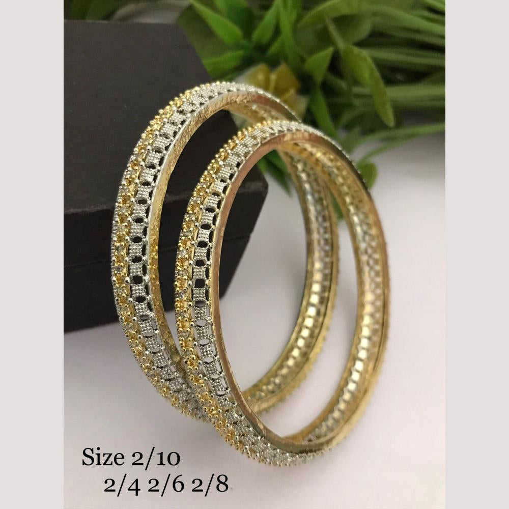 FS Collection Gold Plated Austrian Stone Bangle Set