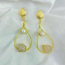 FS Collection Gold Plated Druzy Stone And Pearl Dangler Earrings