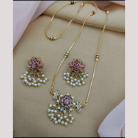 FS Collection Gold Plated Pota Stone And Pearl Long Necklace Set