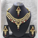 FS Collection Gold Plated Kundan And Pota Necklace Set