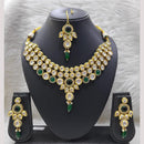 FS Collection Gold Plated Kundan And Pota Necklace Set