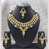 FS Collection Gold Plated Kundan And Pota Necklace Set