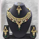FS Collection Gold Plated Kundan And Pota Necklace Set