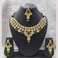 FS Collection Gold Plated Kundan And Pota Necklace Set