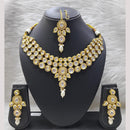 FS Collection Gold Plated Kundan And Pota Necklace Set