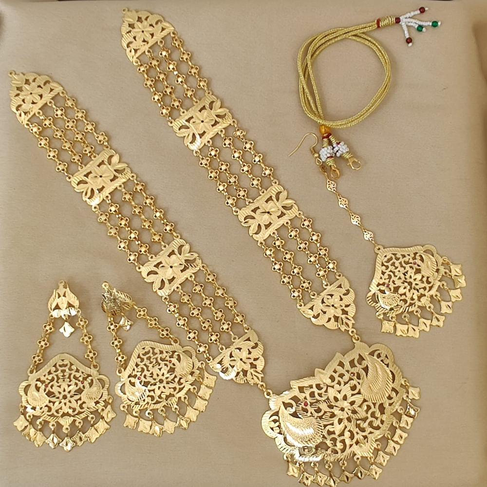 FS Collection Gold Plated Pearl Long Necklace Set