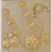 FS Collection Gold Plated Pearl Long Necklace Set