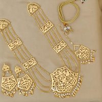 FS Collection Gold Plated Pearl Long Necklace Set