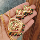 FS Collection Ethnic Gold Plated Pearl Chain Pendant Set