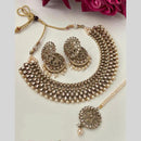 FS Collection Gold Plated Kundan And Beads Necklace Set
