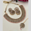 FS Collection Gold Plated Kundan And Beads Necklace Set