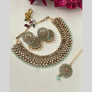 FS Collection Gold Plated Kundan And Beads Necklace Set