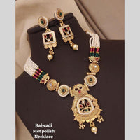 FS Collection Gold Plated Pota Stone And Pearl Necklace Set