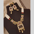 FS Collection Gold Plated Pota Stone And Pearl Necklace Set