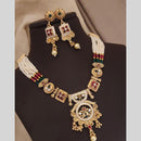 FS Collection Gold Plated Pota Stone And Pearl Necklace Set