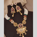 FS Collection Gold Plated Pota Stone And Pearl Necklace Set