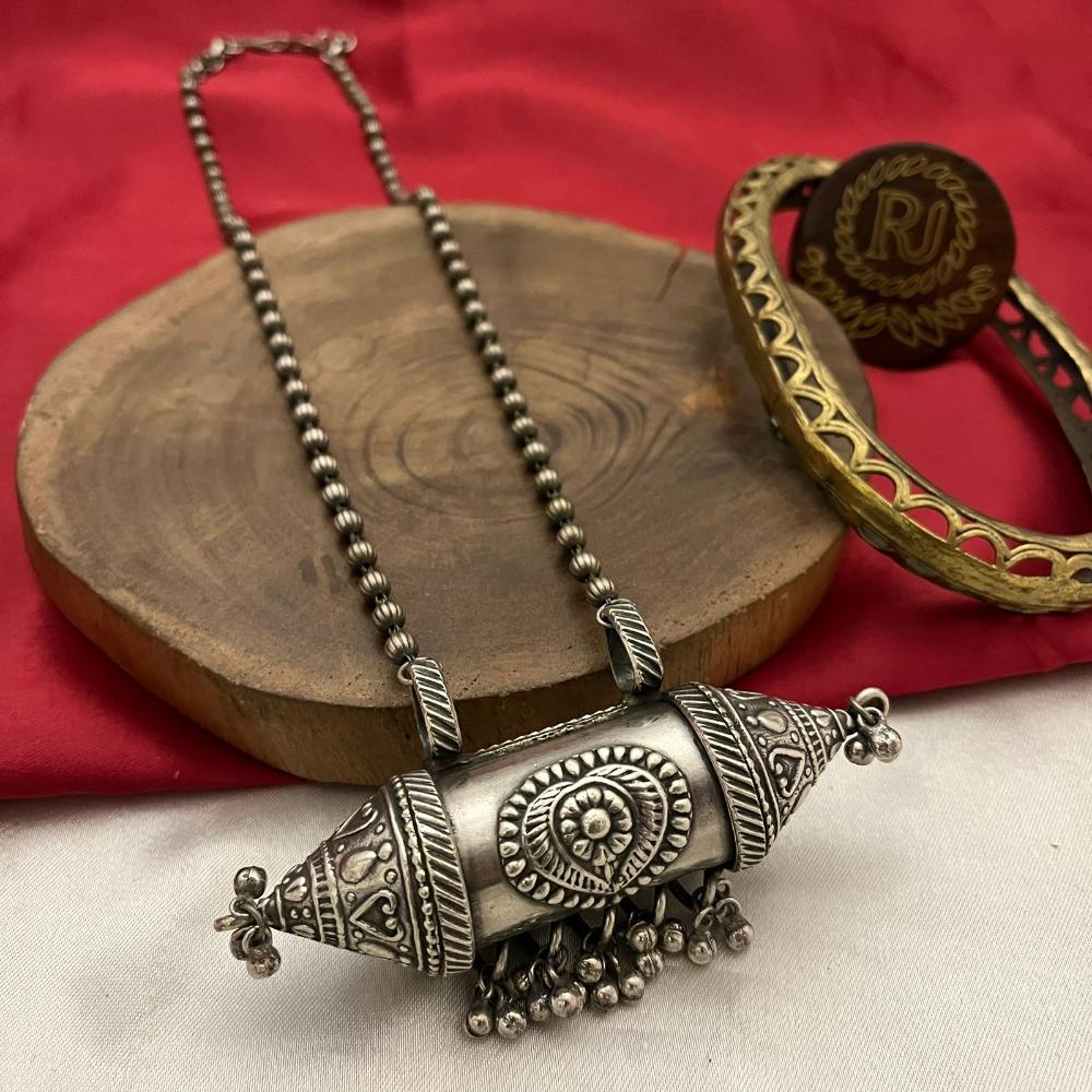 FS Collection Oxidised Plated Long Necklace Set