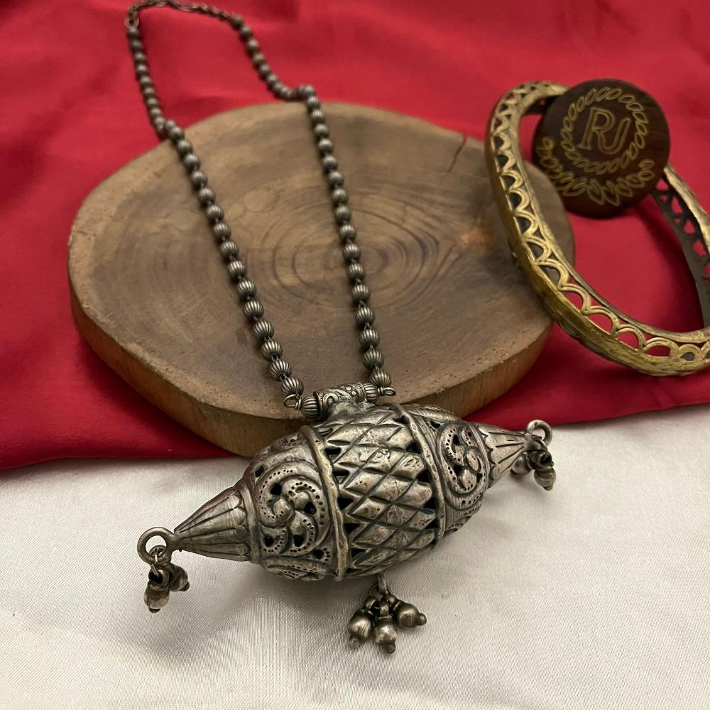 FS Collection Oxidised Plated Long Necklace Set