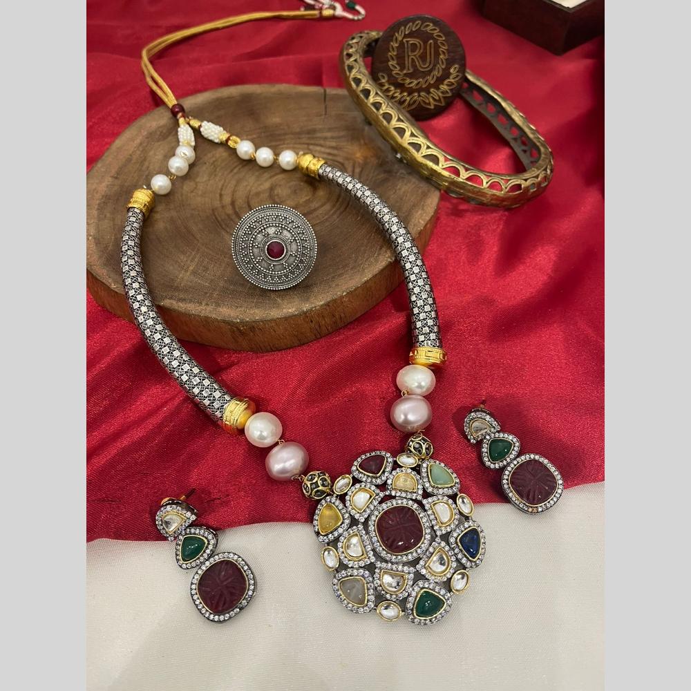 FS Collection 2 Tone Plated Crystal And Kundan Necklace Set