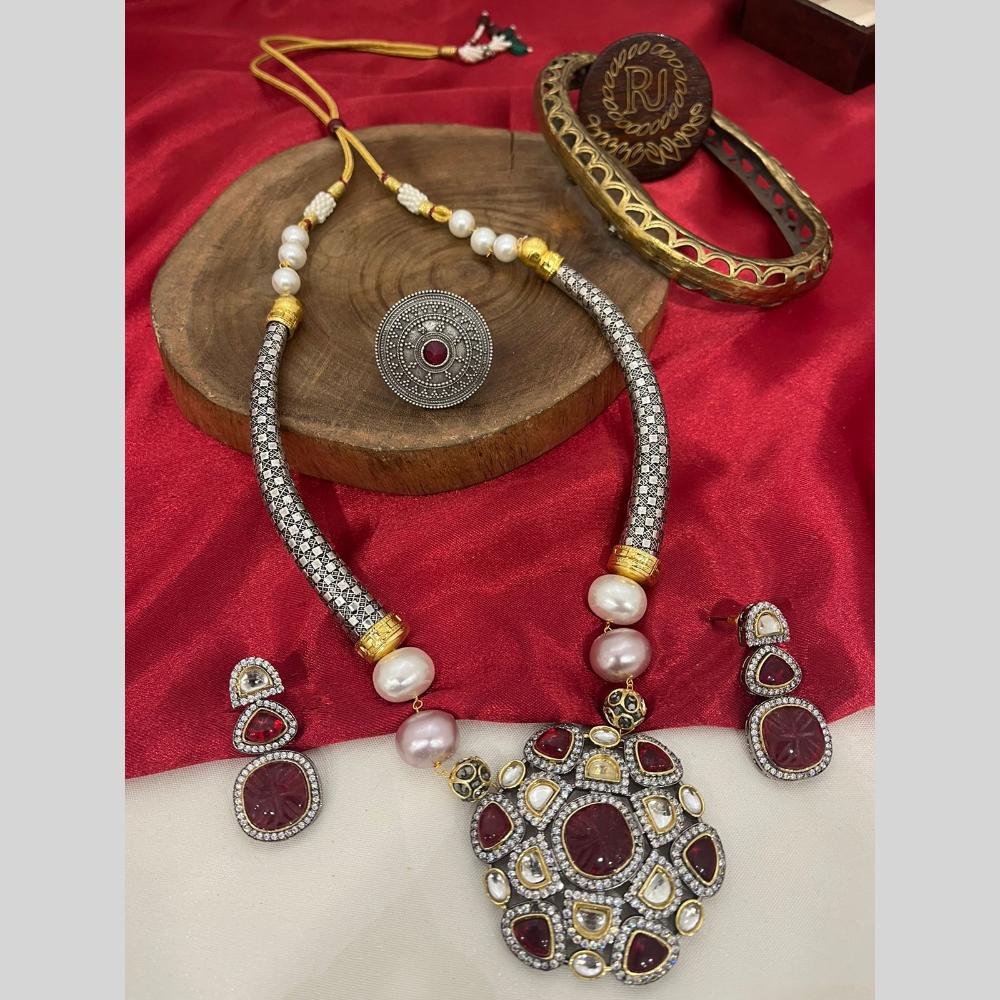 FS Collection 2 Tone Plated Crystal And Kundan Necklace Set
