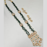 FS Collection Gold Plated Kundan And Beads Long Necklace Set