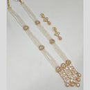 FS Collection Gold Plated Kundan And Beads Long Necklace Set
