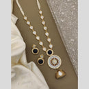 FS Collection Regal Gold Plated  with Elegant Mother of Pearl Touch Long Necklace Set