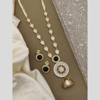 FS Collection Regal Gold Plated  with Elegant Mother of Pearl Touch Long Necklace Set