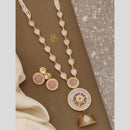 FS Collection Regal Gold Plated  with Elegant Mother of Pearl Touch Long Necklace Set