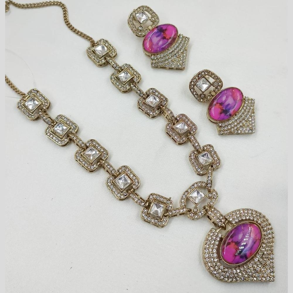 FS Collection Designer Gold Plated Crystal And Austrain Stone Necklace Set