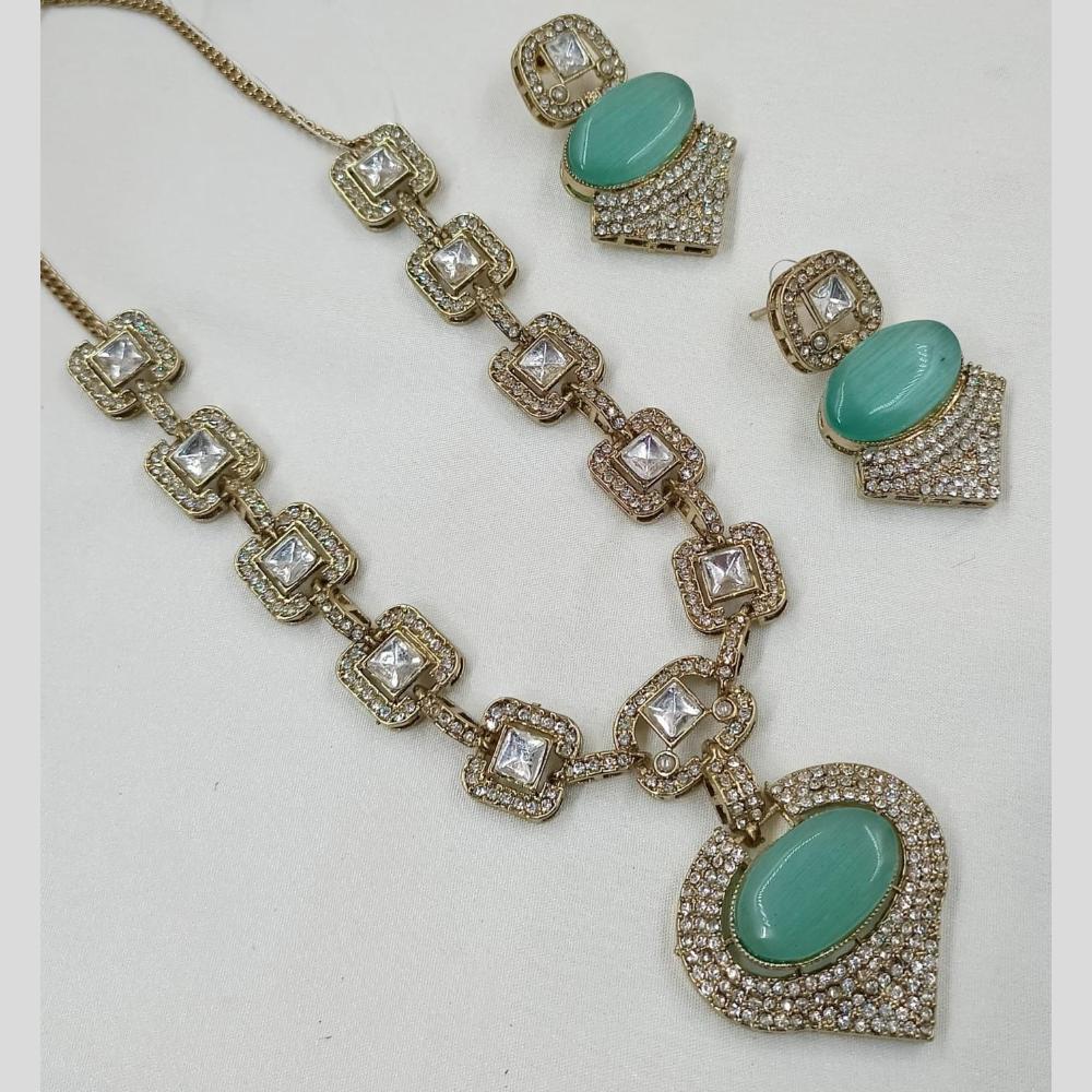 FS Collection Designer Gold Plated Crystal And Austrain Stone Necklace Set