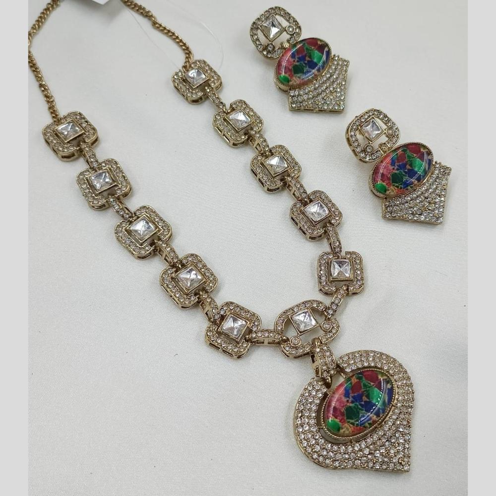 FS Collection Designer Gold Plated Crystal And Austrain Stone Necklace Set