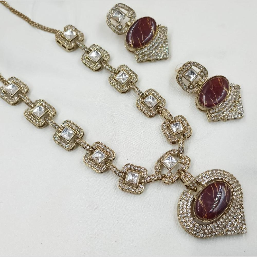 FS Collection Designer Gold Plated Crystal And Austrain Stone Necklace Set