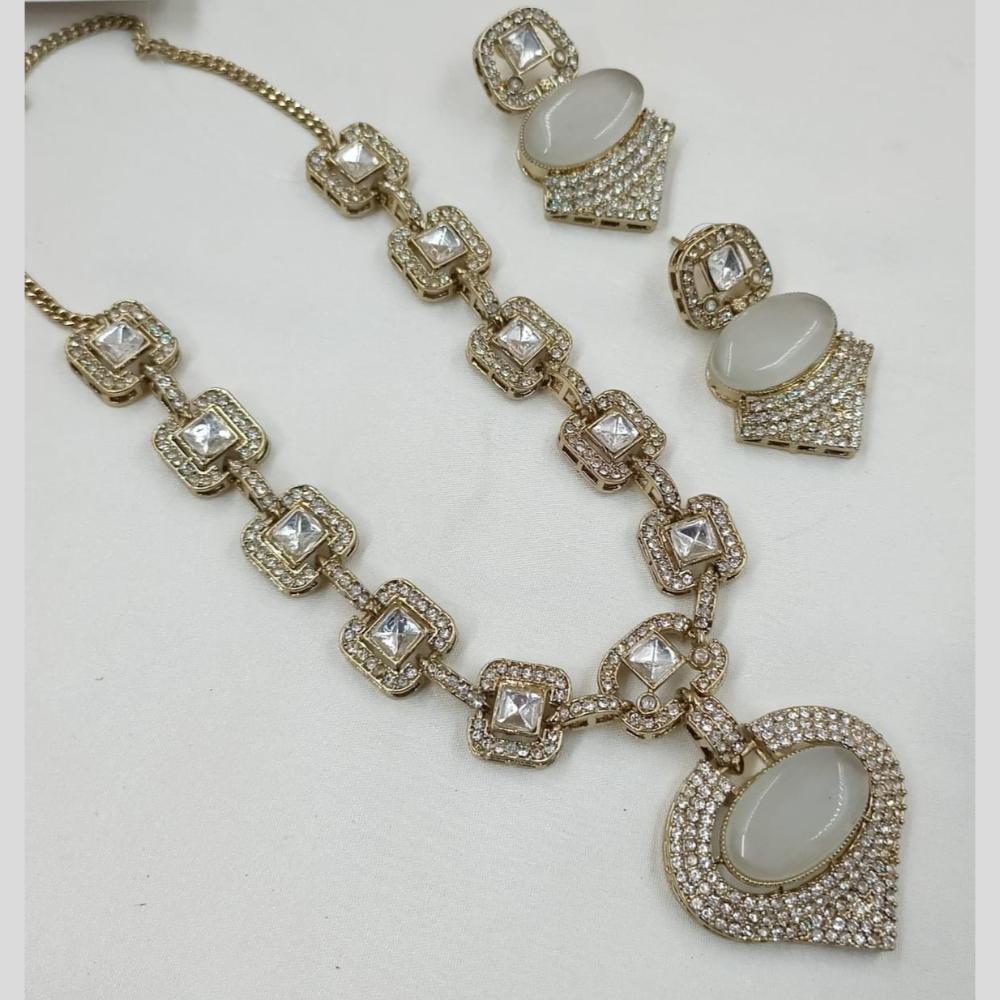FS Collection Designer Gold Plated Crystal And Austrain Stone Necklace Set