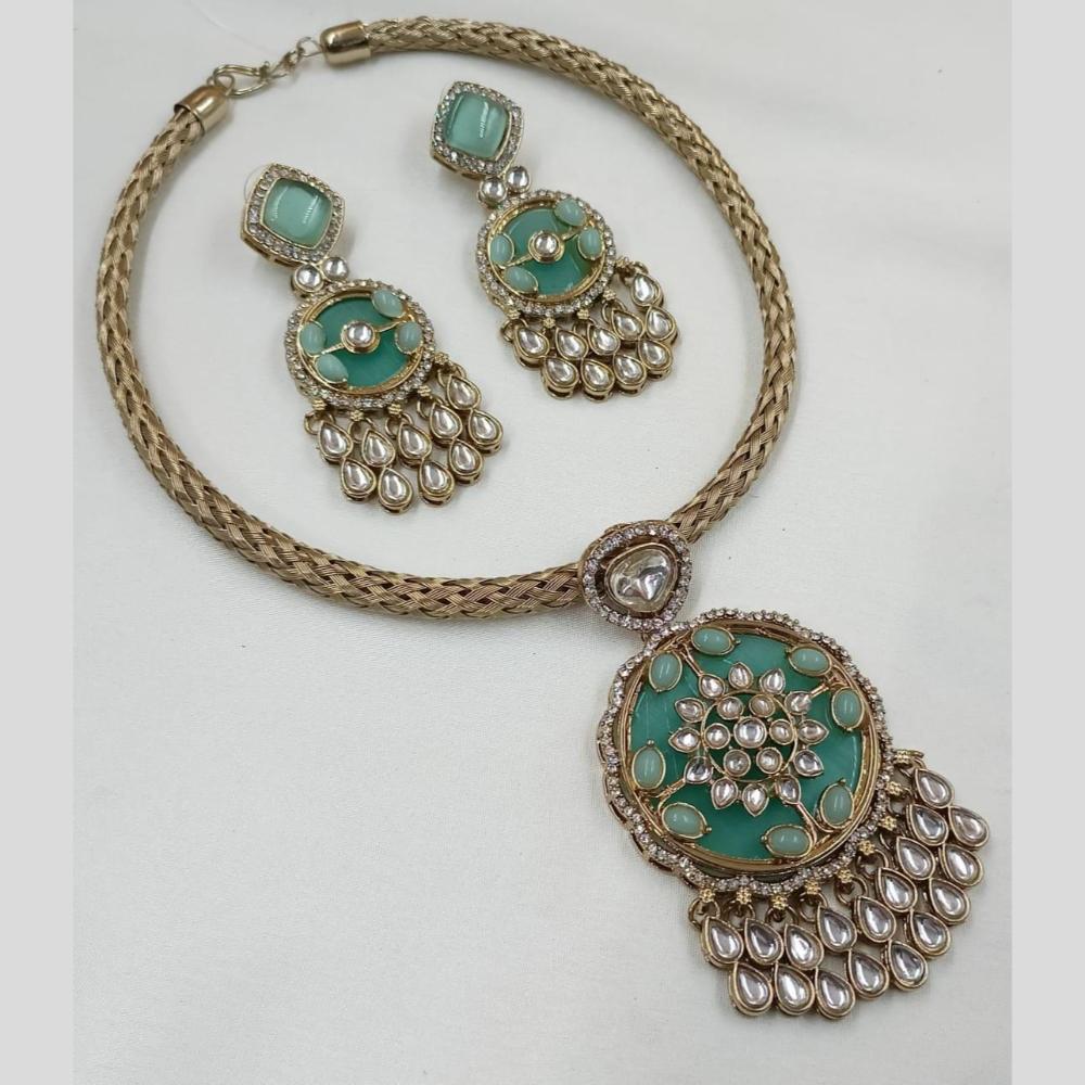 FS Collection Royal Gold Plated Kundan Necklace Set