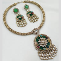 FS Collection Royal Gold Plated Kundan Necklace Set