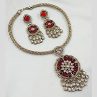 FS Collection Royal Gold Plated Kundan Necklace Set