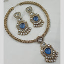 FS Collection Royal Gold Plated Pota And Kundan Necklace Set