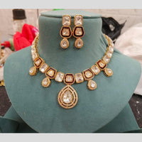FS Collection Gold Plated Polki Kundan Necklace Set