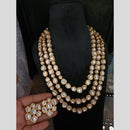 FS Collection Gold Plated Polki Kundan Multi Layer Necklace Set