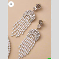 FS Collection Gold Plated Kundan Stone And Pearl Dangler Earrings