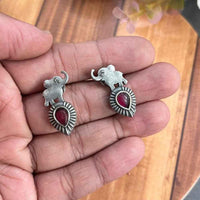 FS Collection Oxidised Plated Elephant Earrings