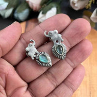 FS Collection Oxidised Plated Elephant Earrings