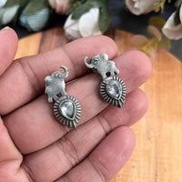 FS Collection Oxidised Plated Elephant Earrings