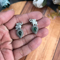 FS Collection Oxidised Plated Elephant Earrings