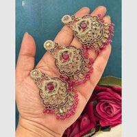 FS Collection Crystal Stone Dangler Earrings with Mangtikka