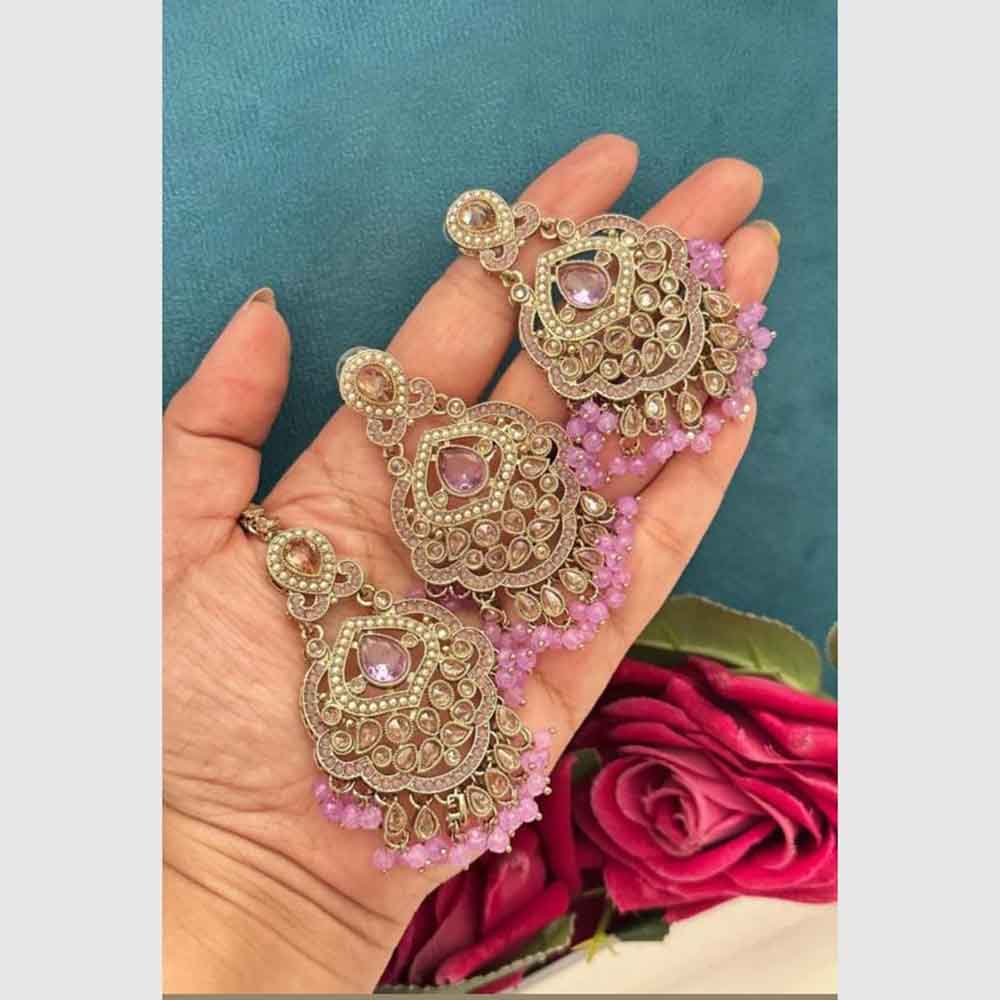 FS Collection Crystal Stone Dangler Earrings with Mangtikka